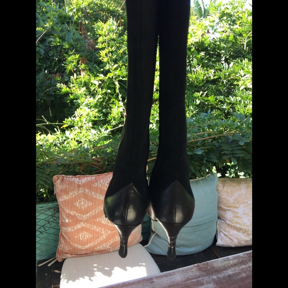 Diesel Knee High Tall Sleek Black Leather & Suede Zip Side Women Boots Sz 39 - Picture 11 of 14